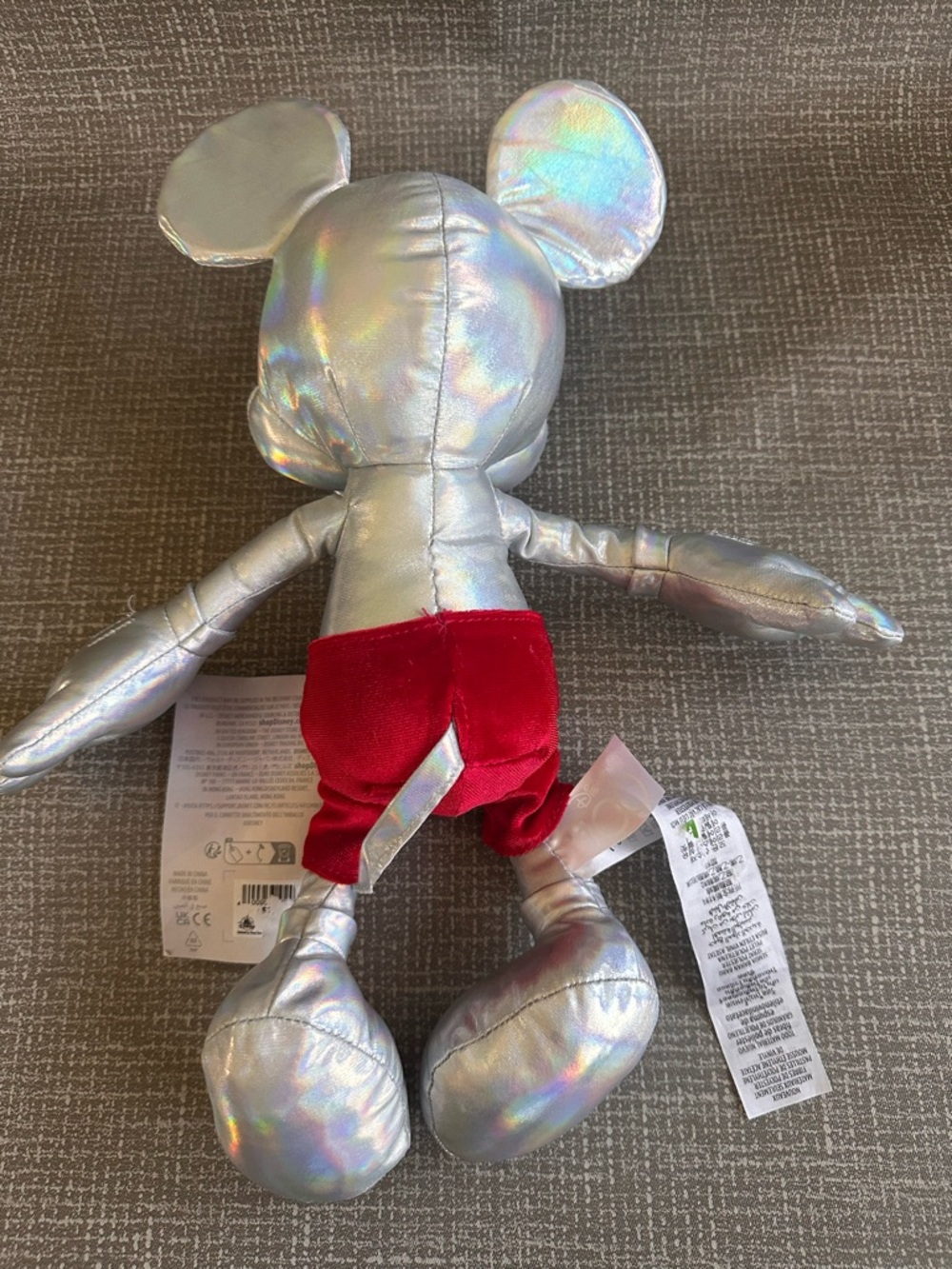 Disney100 Mickey Mouse Platinum Silver Iridescent Plush 14” Anniversary - Picture 3 of 11